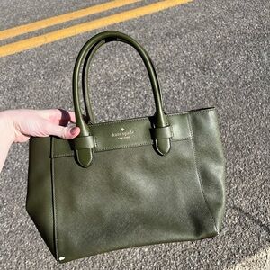 kate spade olive green leather satchel